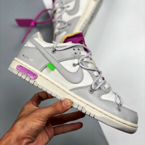 Off-White x Nike Dunk Low 03 of 50 Sail Grey Purple For Sale