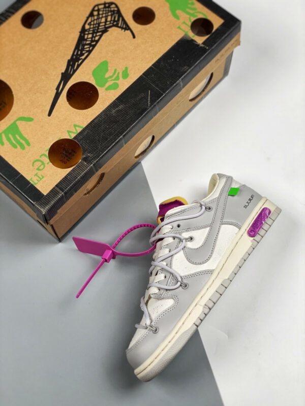 Off-White x Nike Dunk Low 03 of 50 Sail Grey Purple For Sale