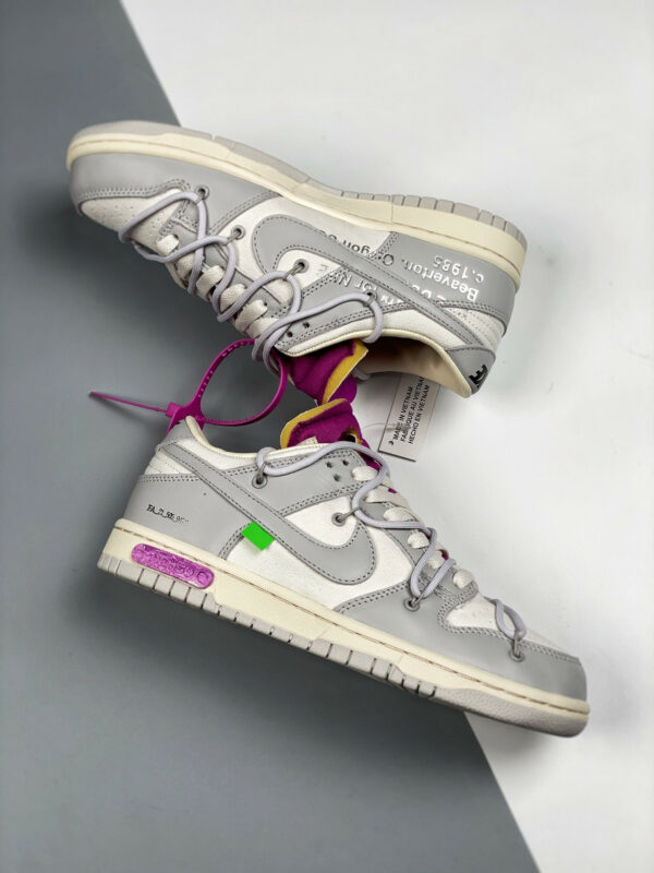 Off-White x Nike Dunk Low 03 of 50 Sail Grey Purple For Sale