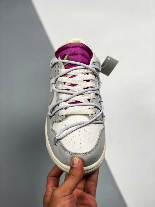 Off-White x Nike Dunk Low 03 of 50 Sail Grey Purple For Sale