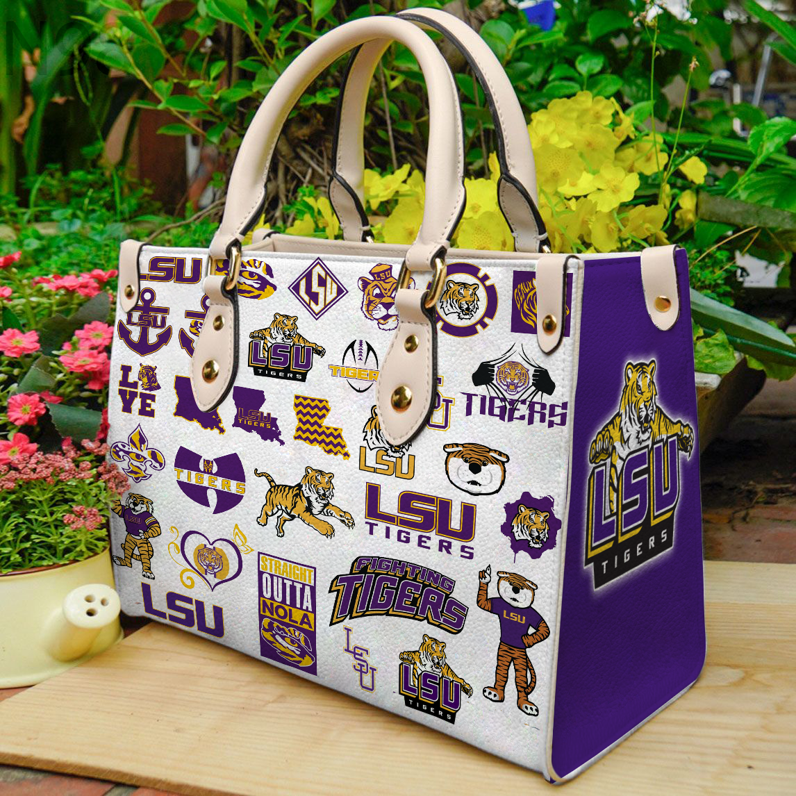 LSU Tigers Football Women Leather Hand Bag