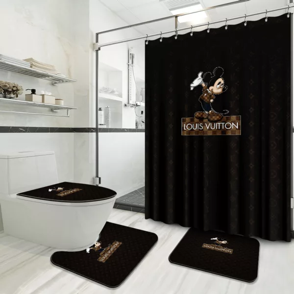 Louis Vuitton Mickey Bathroom Set Luxury Fashion Brand Bath Mat Home Decor Hypebeast