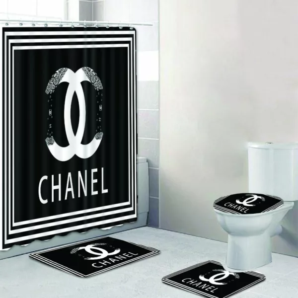 Chanel Black Square Bathroom Set Home Decor Hypebeast Bath Mat Luxury Fashion Brand