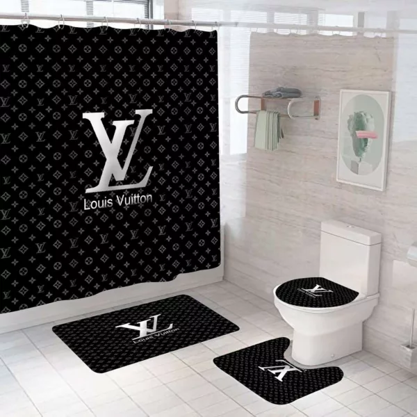 Louis Vuitton Black Bathroom Set Hypebeast Bath Mat Luxury Fashion Brand Home Decor