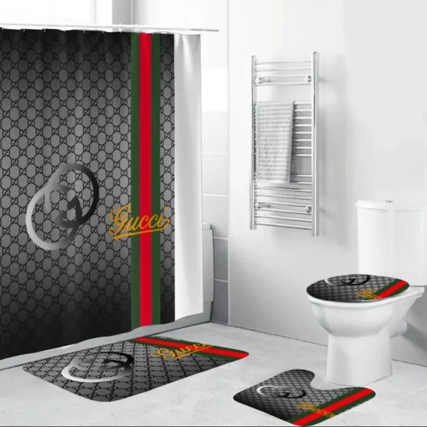 Gucci Grey Bathroom Set Luxury Fashion Brand Hypebeast Bath Mat Home Decor