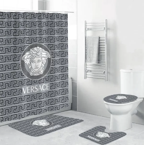 Versace Medusa Grey Bathroom Set Luxury Fashion Brand Bath Mat Home Decor Hypebeast