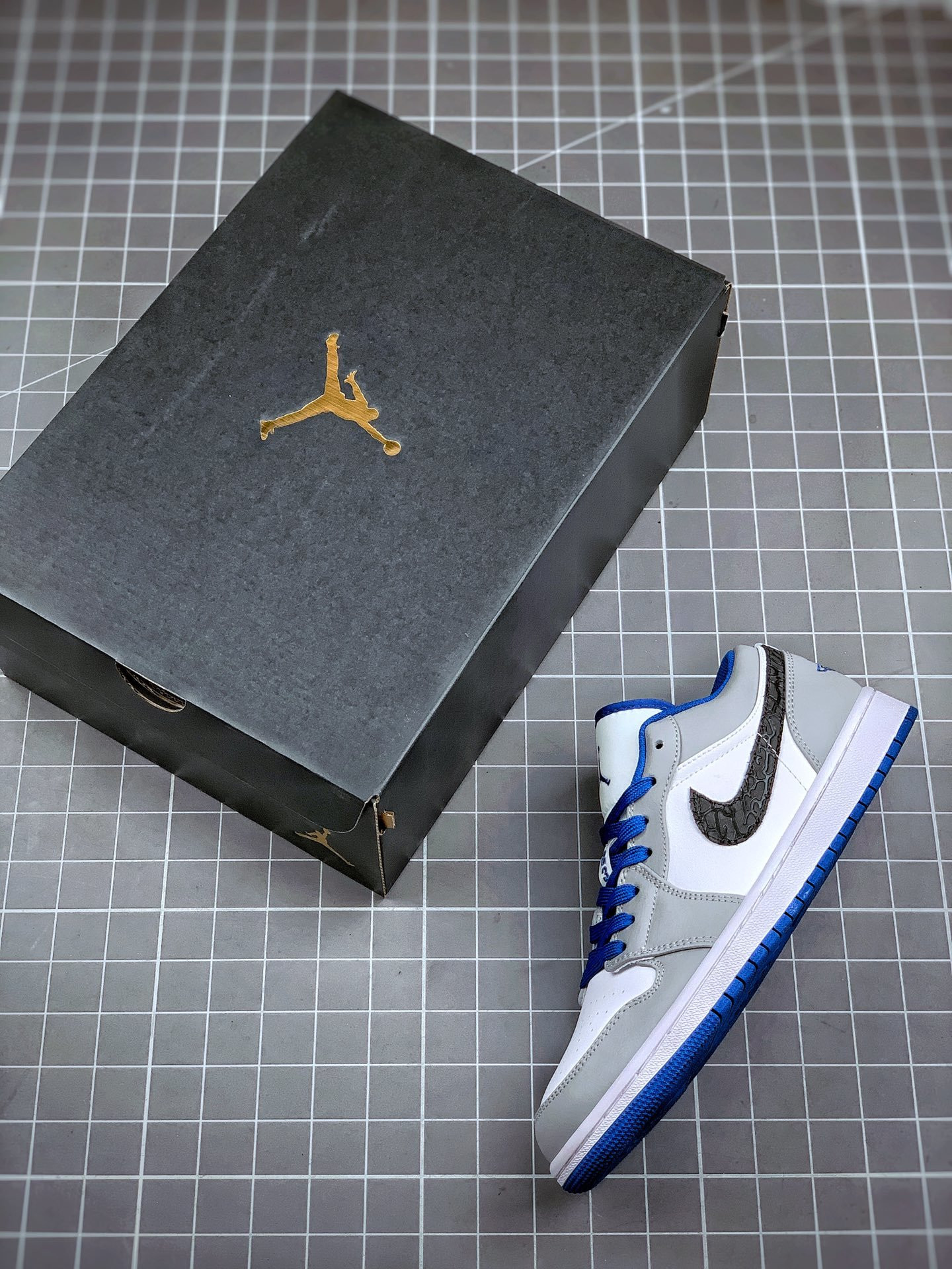 Air Jordan 1 Low White True Blue-Cement Grey-Black For Sale