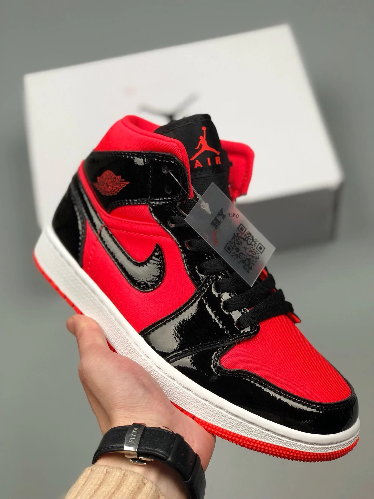 Air Jordan 1 Mid Black Hot Punch BQ6472-600 On Sale