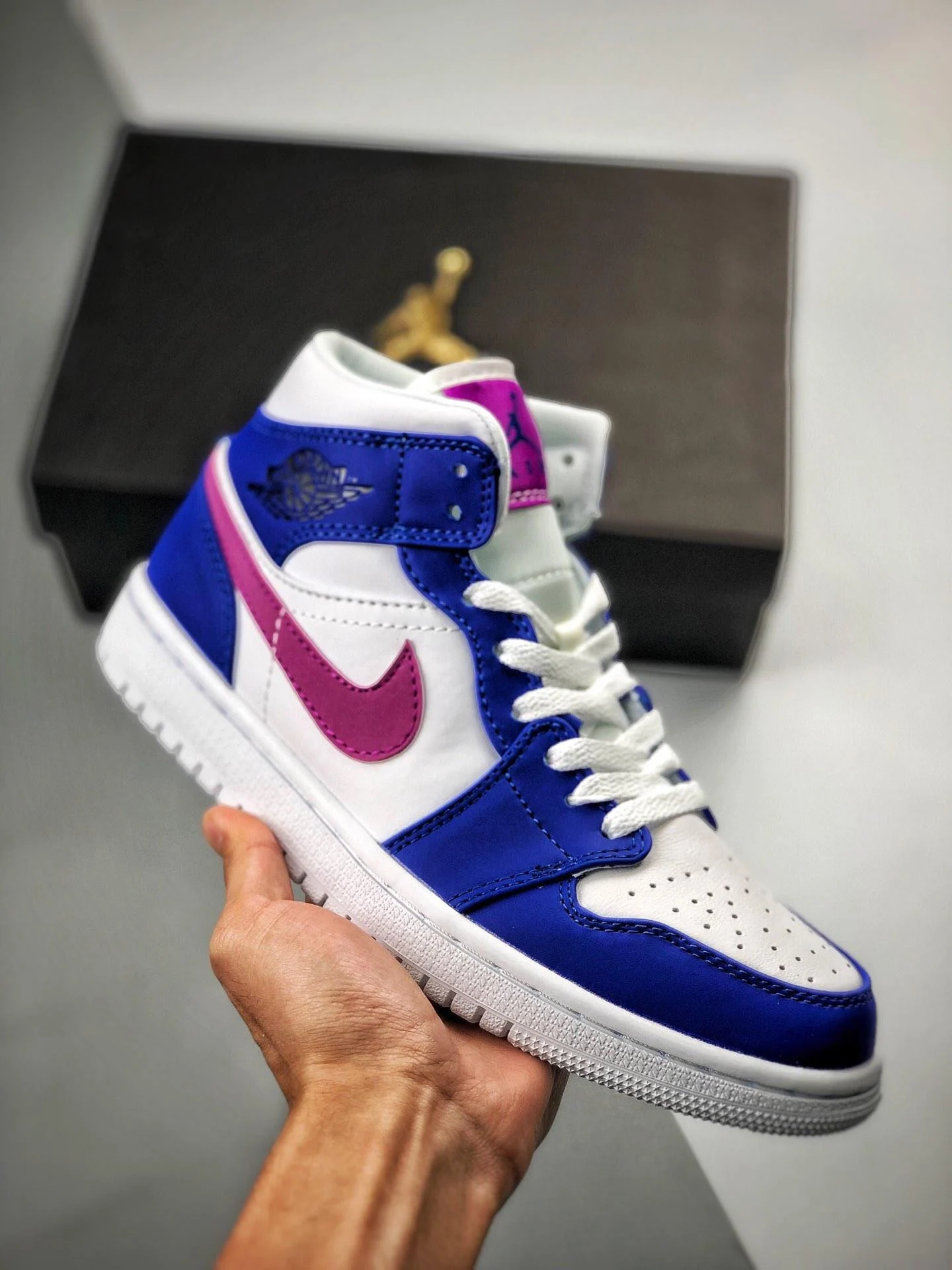 Air Jordan 1 Mid Hyper Royal Hyper Violet-White 554724-451 On Sale