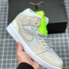 Air Jordan 1 Mid Vast Grey Ghost Green-White For Sale