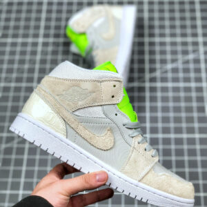 Air Jordan 1 Mid Vast Grey Ghost Green-White For Sale