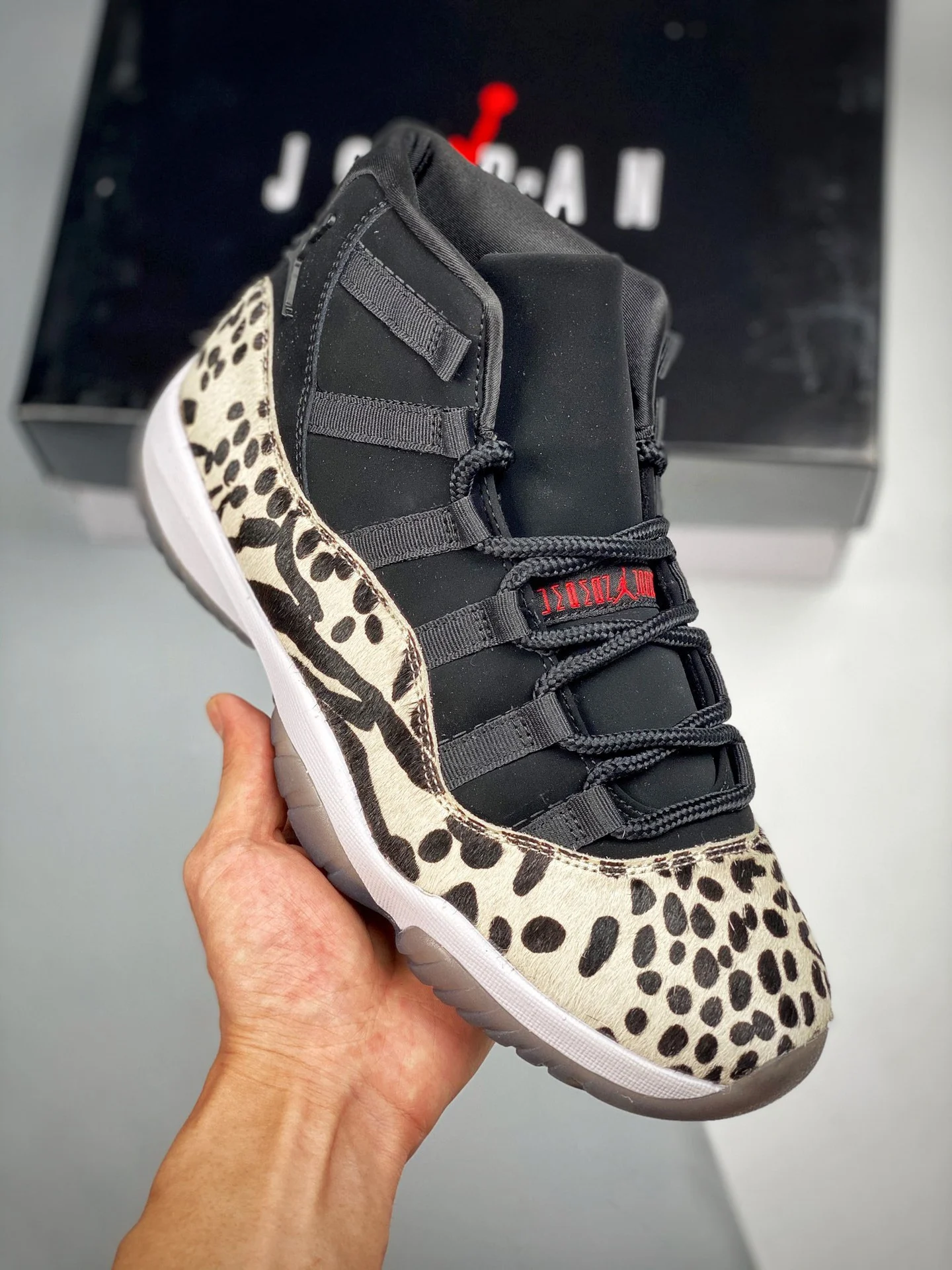 Air Jordan 11 Animal Instinct Black Red-Sail-White For Sale