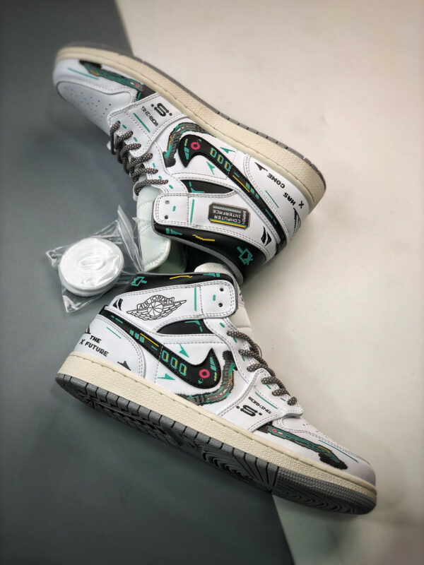 Custom Air Jordan 1 Mid The Future White Black For Sale