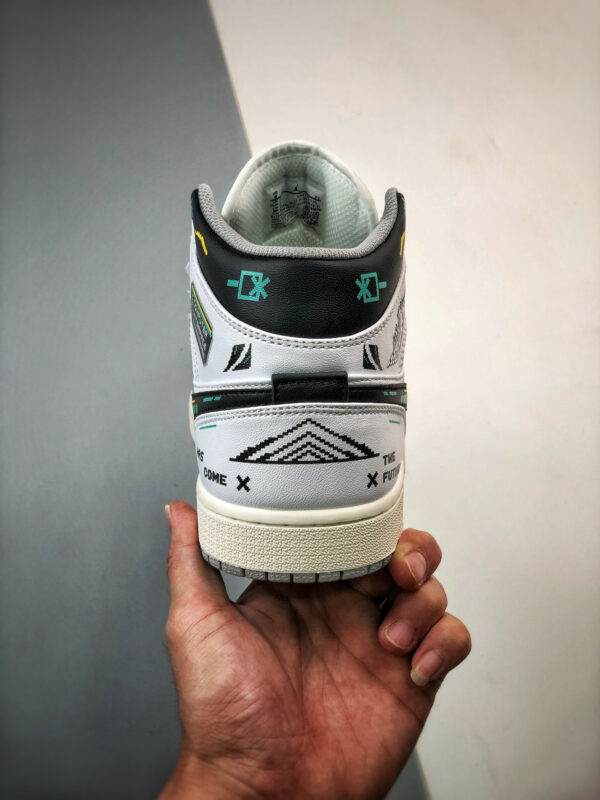 Custom Air Jordan 1 Mid The Future White Black For Sale