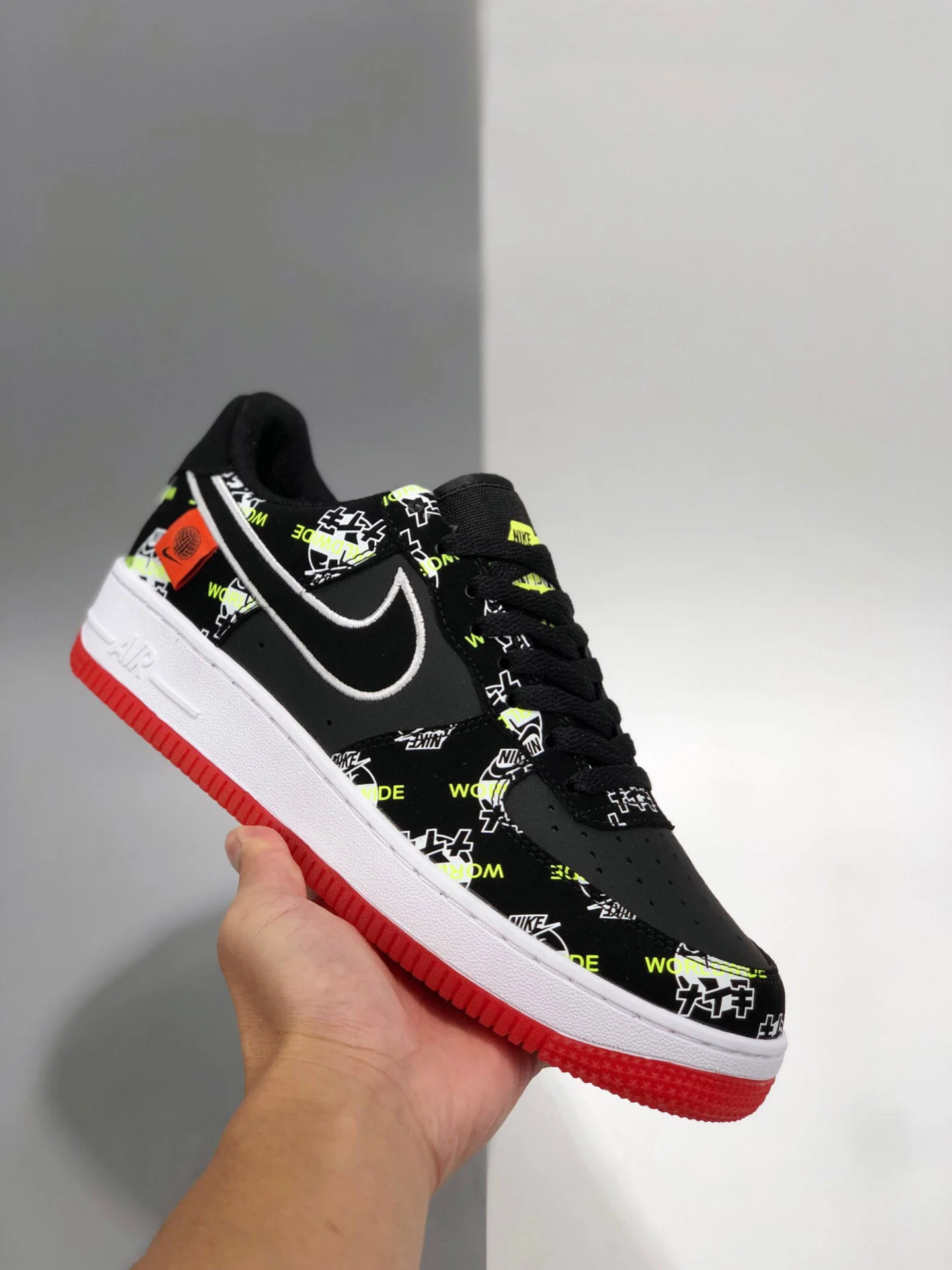 Nike Air Force 1 Worldwide Black Green Strike Flash Crimson