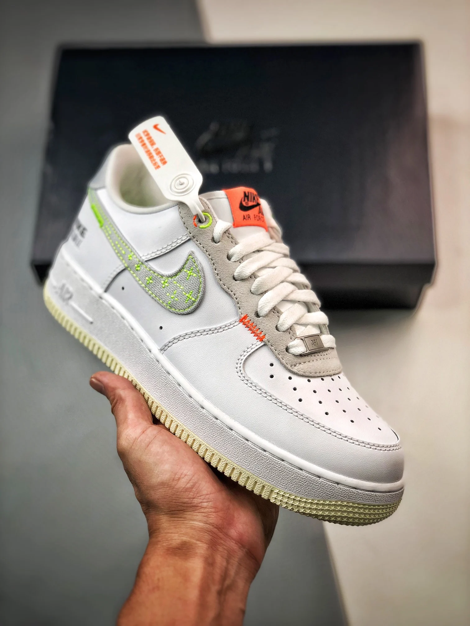 Nike Air Force 1 Low Just Stitch It White Pink-Neon FB1853-111 For Sale