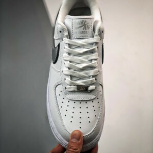 Nike Air Force 1 Low Silver Swooshes White Metallic Silver-Black For Sale