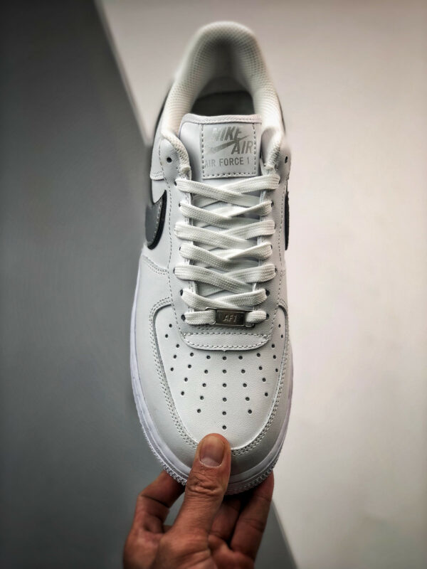 Nike Air Force 1 Low Silver Swooshes White Metallic Silver-Black For Sale