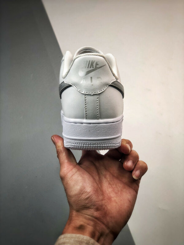 Nike Air Force 1 Low Silver Swooshes White Metallic Silver-Black For Sale