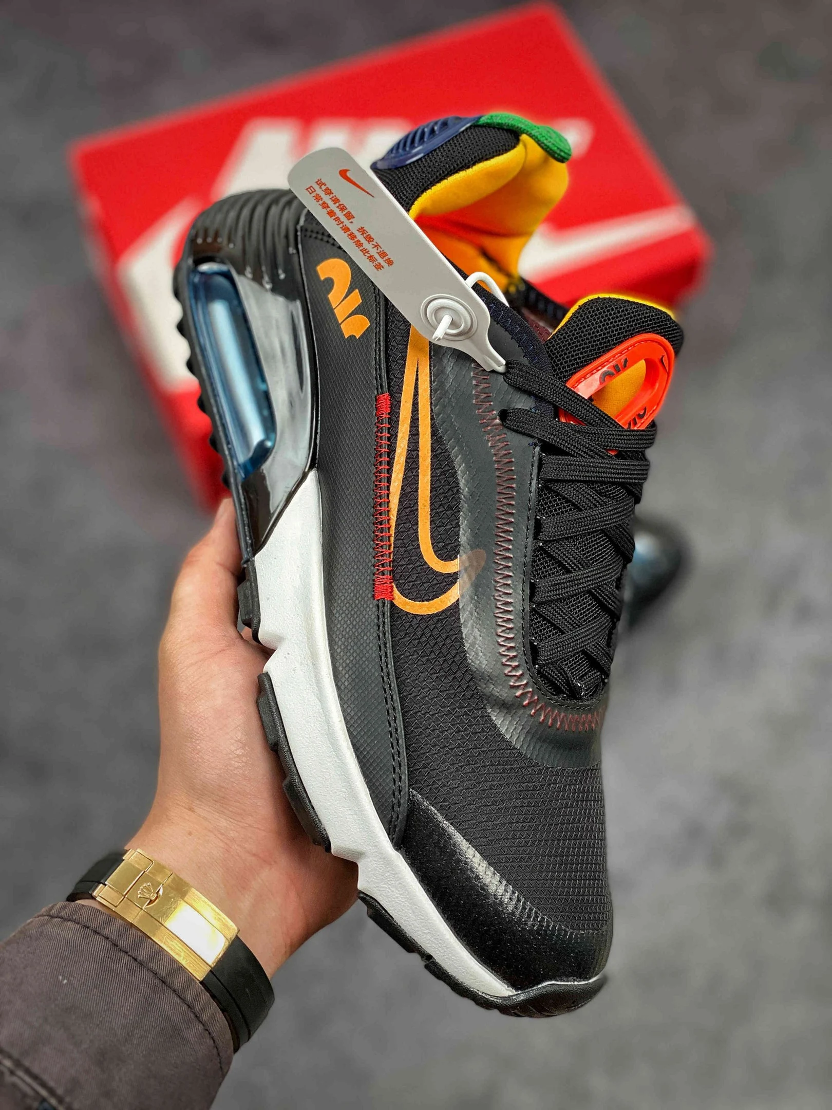 Nike Air Max 2090 Dark Grey Black-Chile Red-University Gold On Sale