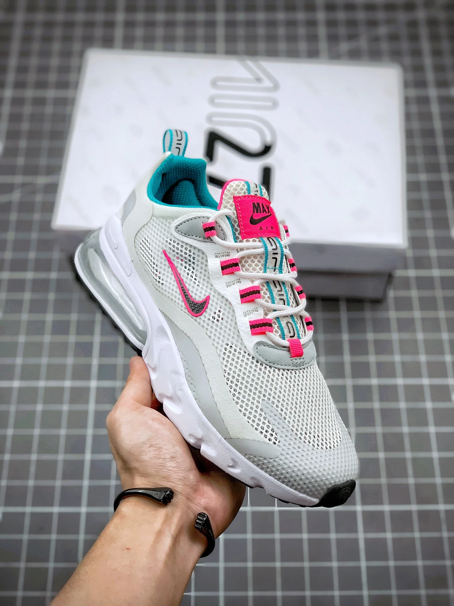 Nike Air Max 270 React White Teal and Pink For Sale