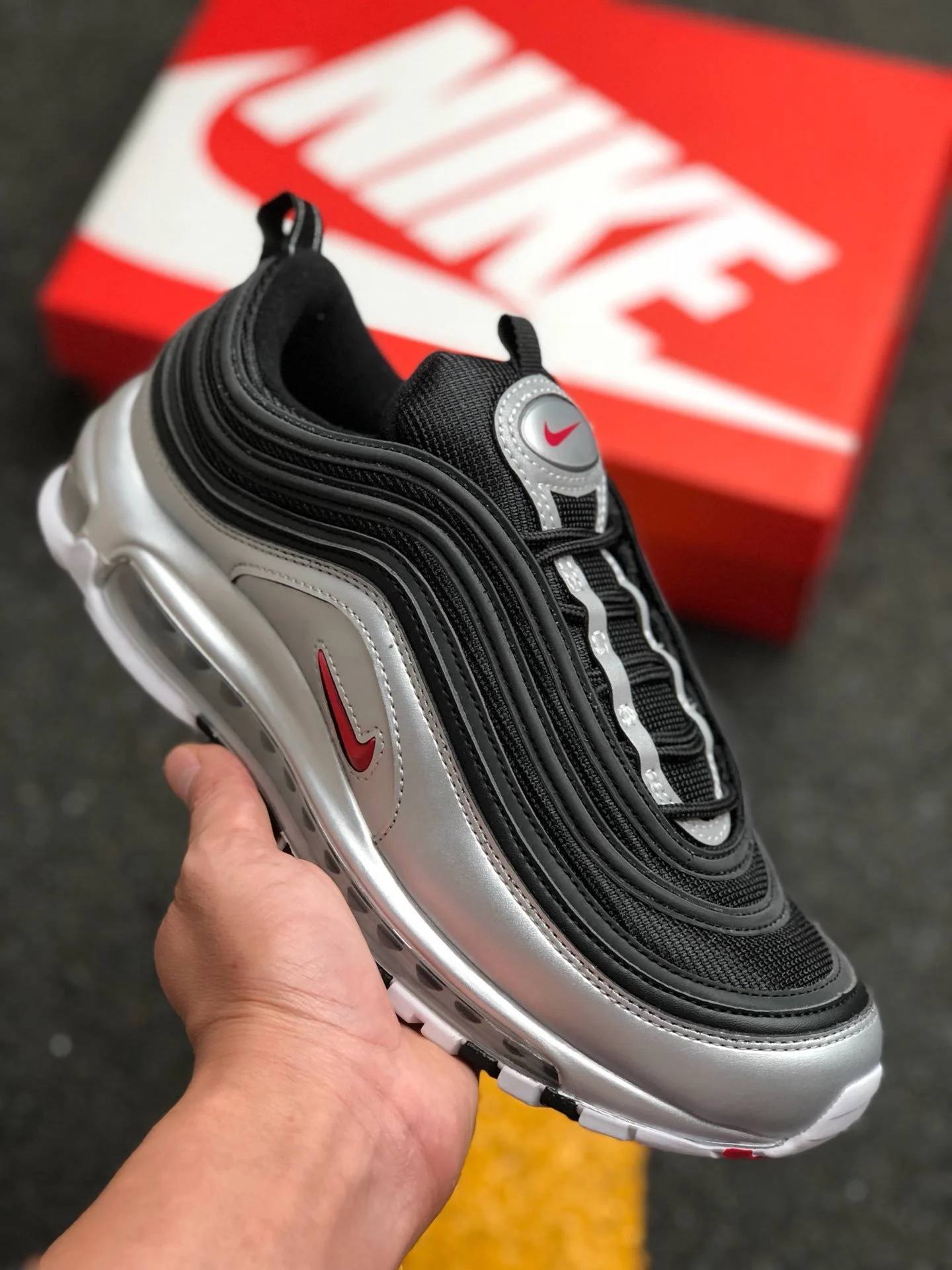 Nike Air Max 97 QS Black Varsity Red-Metallic Silver-White On Sale