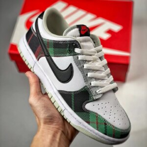 Nike Dunk Low Plaid White Black-University Red-Grey-Light Silver For Sale