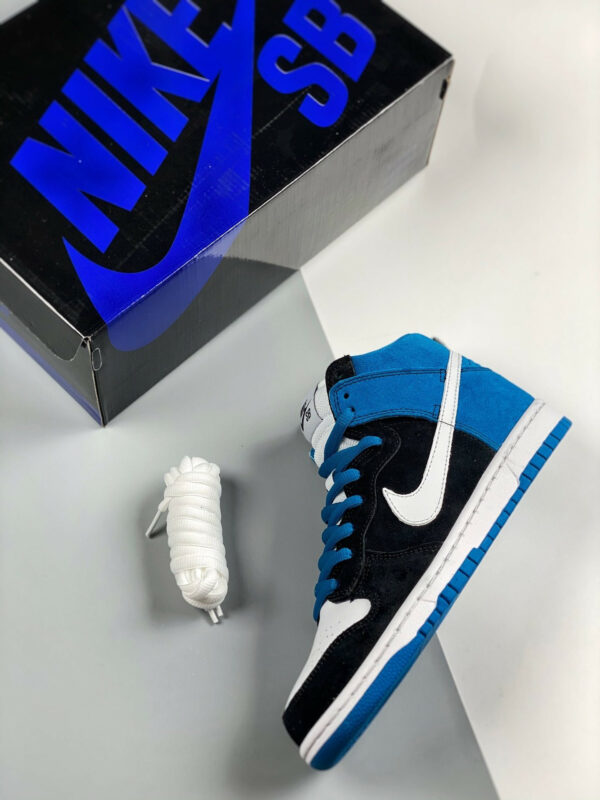 Nike SB Dunk High Send Help Black White-Blue Reef For Sale