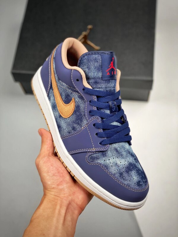 Air Jordan 1 Low Denim Midnight Navy University Red-White-Hemp For Sale