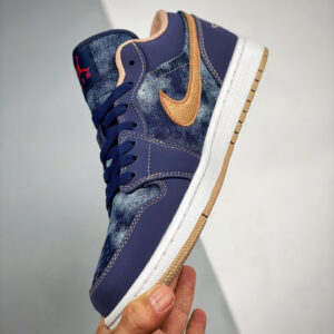 Air Jordan 1 Low Denim Midnight Navy University Red-White-Hemp For Sale