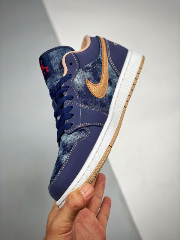 Air Jordan 1 Low Denim Midnight Navy University Red-White-Hemp For Sale