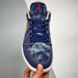 Air Jordan 1 Low Denim Midnight Navy University Red-White-Hemp For Sale