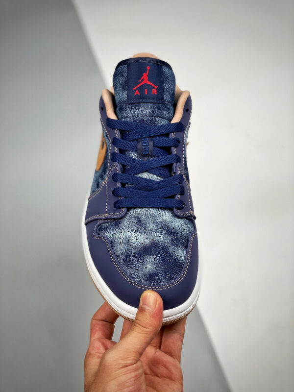 Air Jordan 1 Low Denim Midnight Navy University Red-White-Hemp For Sale