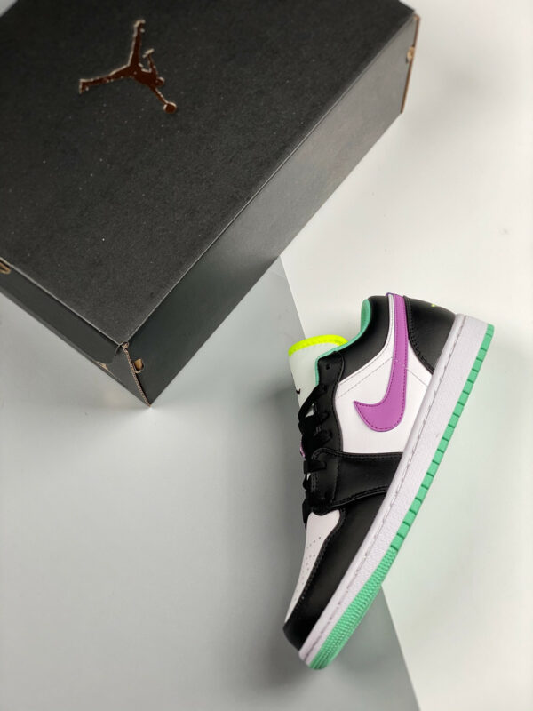 Air Jordan 1 Low GS White Black-Green Glow For Sale