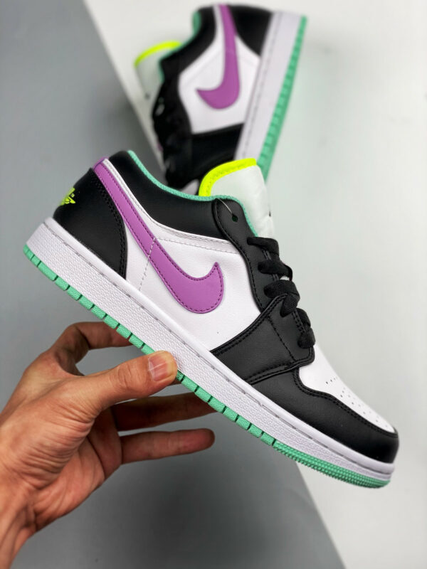 Air Jordan 1 Low GS White Black-Green Glow For Sale