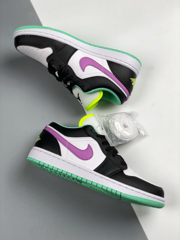 Air Jordan 1 Low GS White Black-Green Glow For Sale