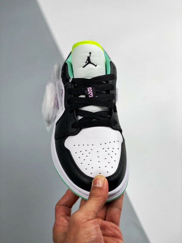 Air Jordan 1 Low GS White Black-Green Glow For Sale