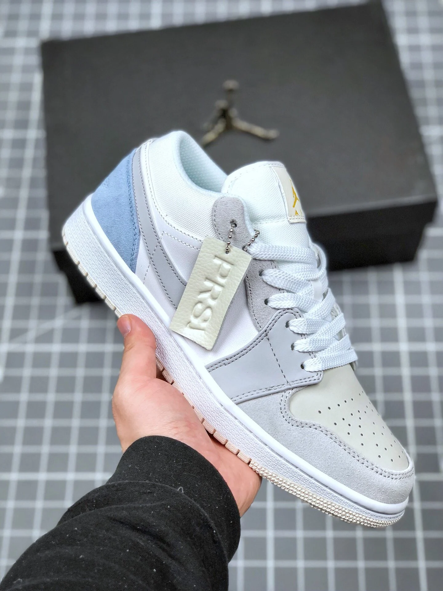 Air Jordan 1 Low Paris White Sky Grey-Football Grey For Sale