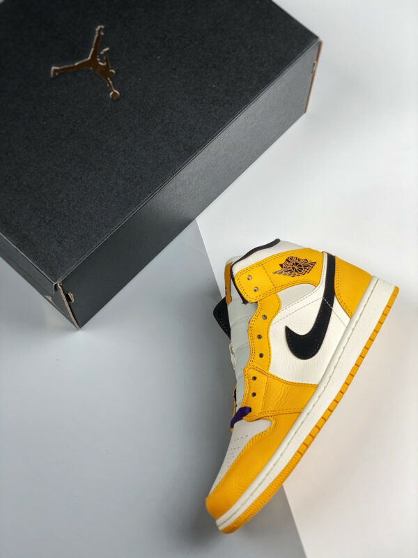 Air Jordan 1 Mid Lakers Yellow White Purple