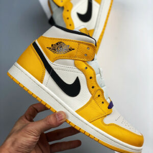 Air Jordan 1 Mid Lakers Yellow White Purple