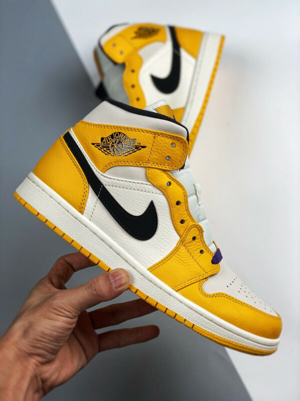 Air Jordan 1 Mid Lakers Yellow White Purple