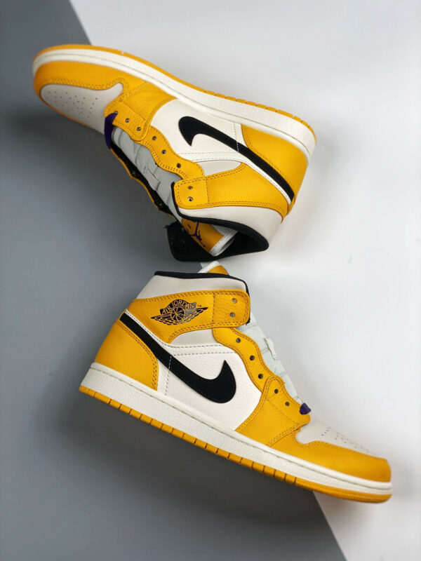 Air Jordan 1 Mid Lakers Yellow White Purple