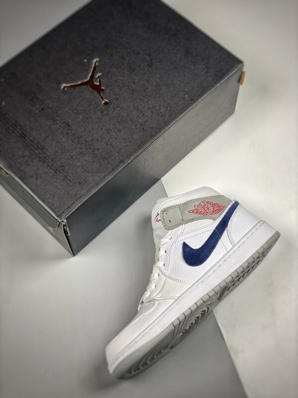 Air Jordan 1 Mid Paris White University Red Stealth Navy For Sale