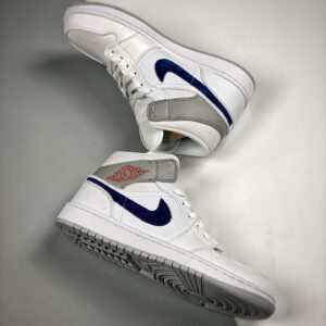 Air Jordan 1 Mid Paris White University Red Stealth Navy For Sale