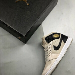 Air Jordan 1 Mid Light Bone Metallic Gold 554725-023 On Sale