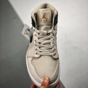 Air Jordan 1 Mid Light Bone Metallic Gold 554725-023 On Sale