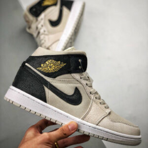 Air Jordan 1 Mid Light Bone Metallic Gold 554725-023 On Sale