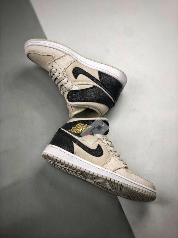 Air Jordan 1 Mid Light Bone Metallic Gold 554725-023 On Sale