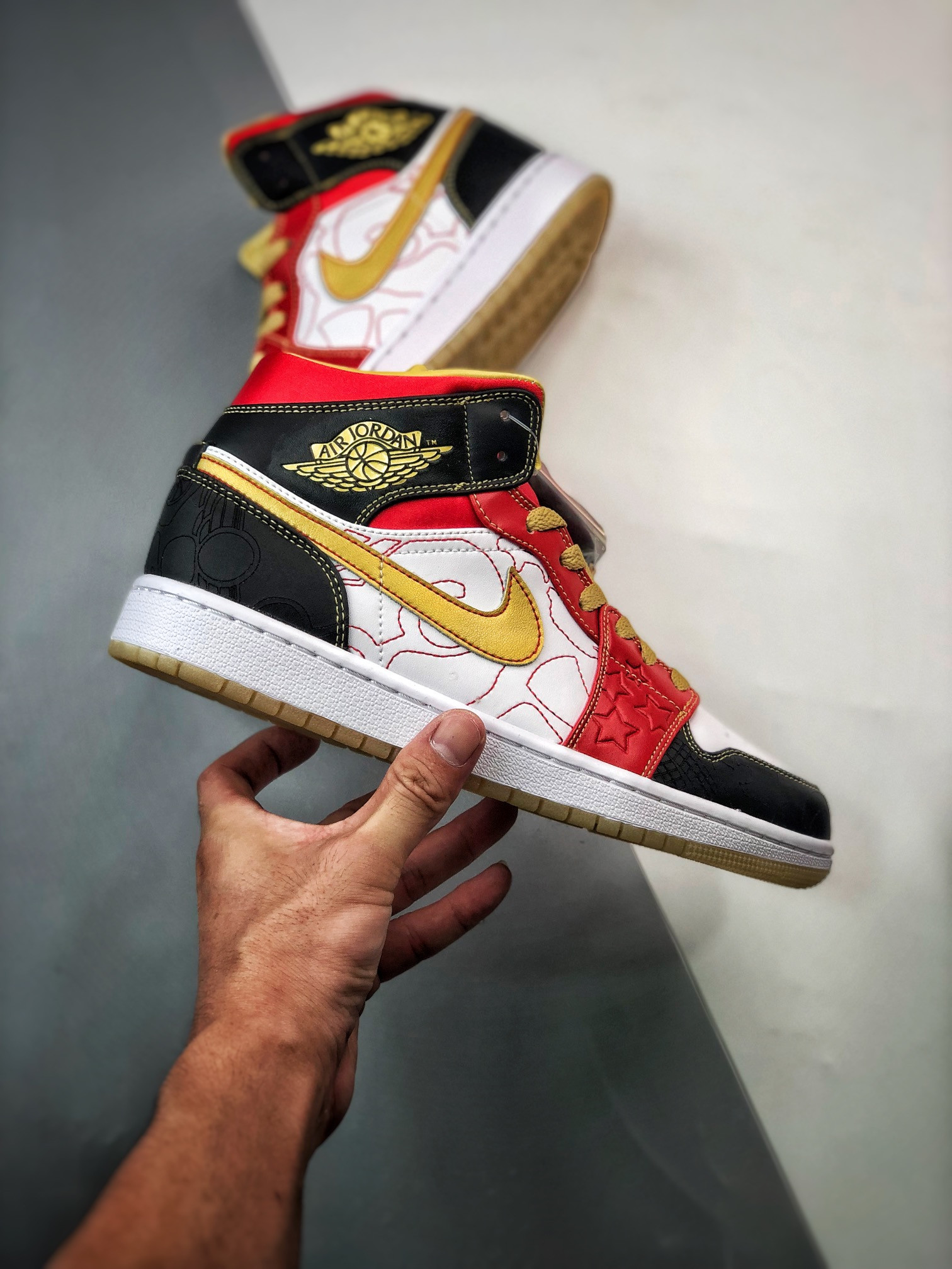 Air Jordan 1 Mid XQ White Gold Dust-Red-Black DV0576-176 For Sale