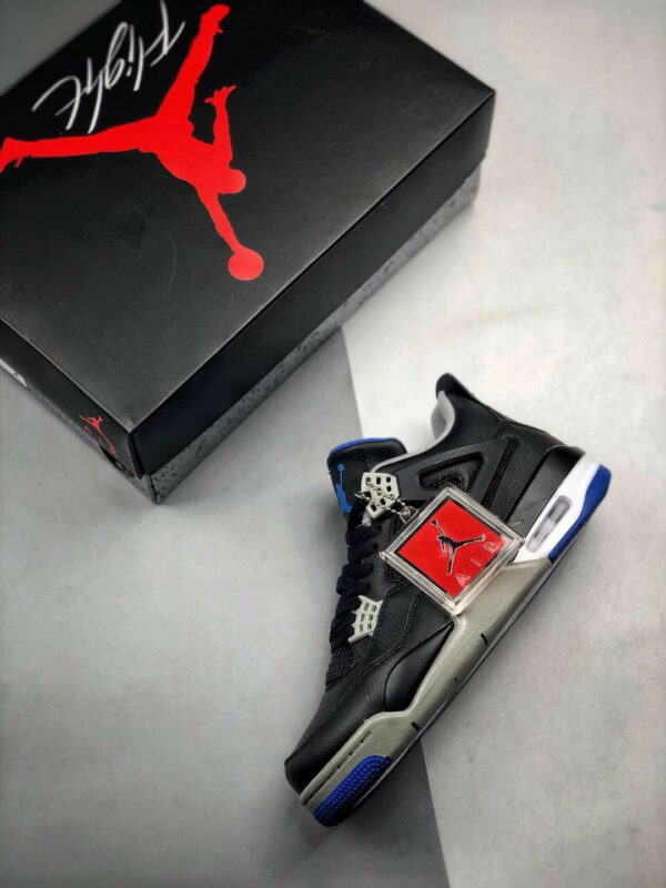 Air Jordan 4 Motorsport Away Black Game Royal-Matte Silver-White For Sale